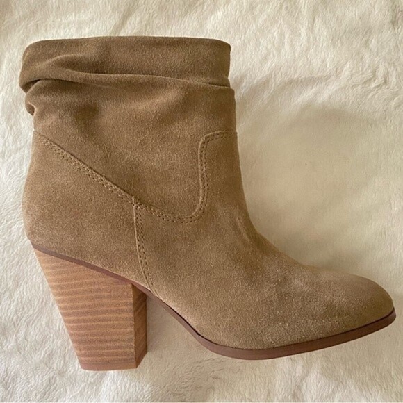 Chinese Laundry Under Cover Booties Ankle Boots Suede Chunky Heel Slouchy Upper - Picture 3 of 13